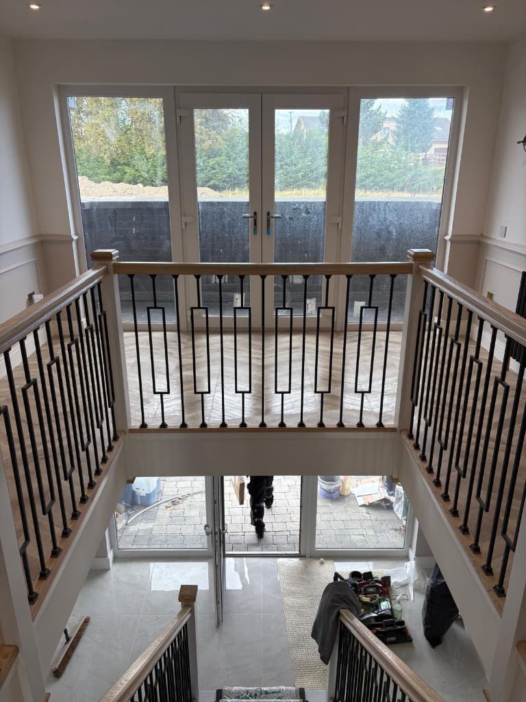 Herringbone LVT flooring installation with custom border — Parfait Flooring, Glasgow